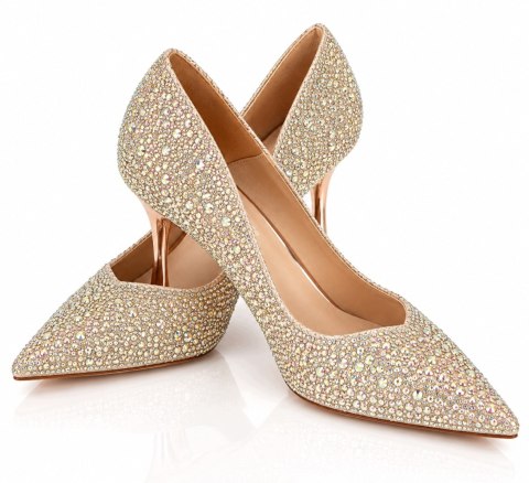 Czółenka Damskie Glamour Szampańskie Brokatowe Eleganckie Szpilki 39