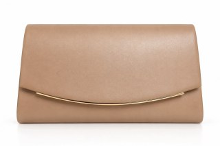 Torebka Damska Wizytowa Polska Beżowa Elegancka Na Wesele 26 cm